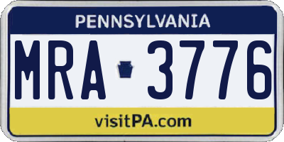 PA license plate MRA3776