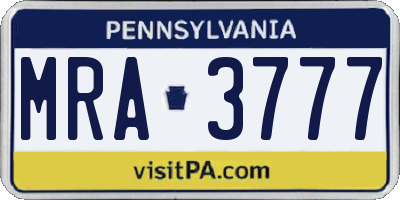 PA license plate MRA3777