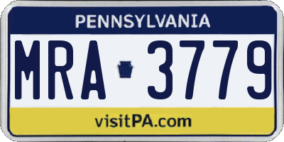 PA license plate MRA3779