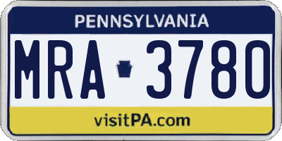 PA license plate MRA3780