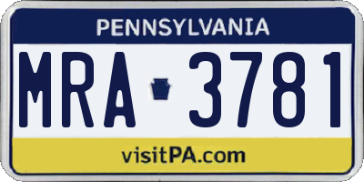 PA license plate MRA3781