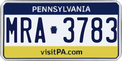 PA license plate MRA3783