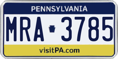 PA license plate MRA3785