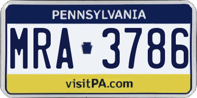 PA license plate MRA3786