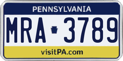 PA license plate MRA3789