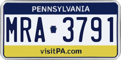 PA license plate MRA3791