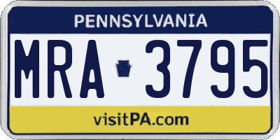 PA license plate MRA3795