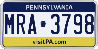 PA license plate MRA3798