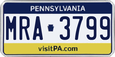 PA license plate MRA3799