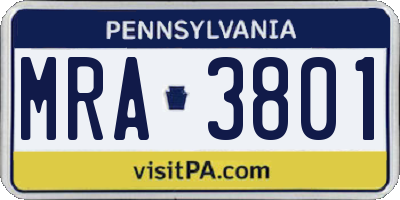 PA license plate MRA3801