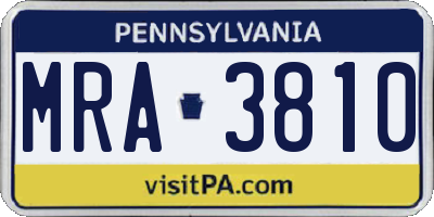 PA license plate MRA3810