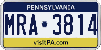 PA license plate MRA3814