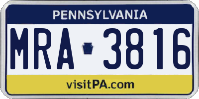 PA license plate MRA3816
