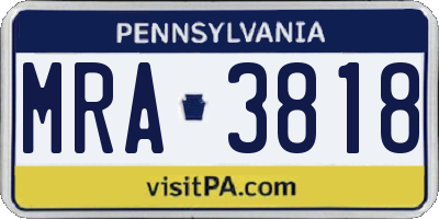 PA license plate MRA3818