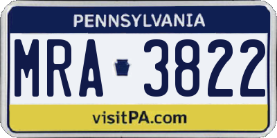 PA license plate MRA3822