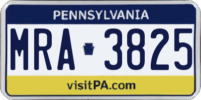 PA license plate MRA3825