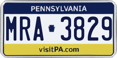 PA license plate MRA3829