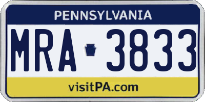 PA license plate MRA3833
