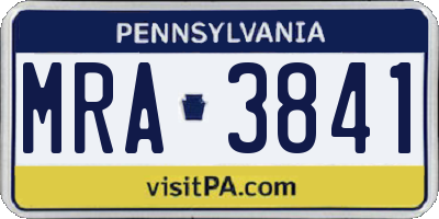 PA license plate MRA3841