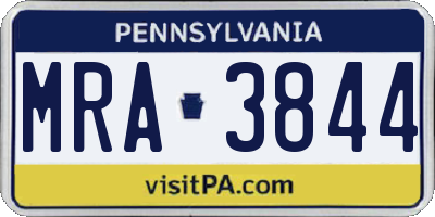 PA license plate MRA3844