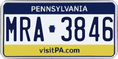 PA license plate MRA3846