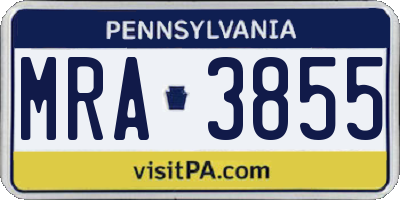 PA license plate MRA3855