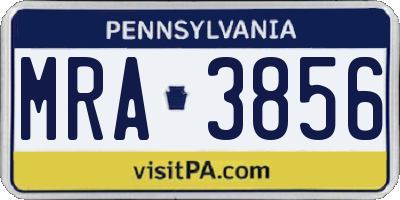 PA license plate MRA3856