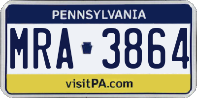 PA license plate MRA3864