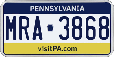PA license plate MRA3868