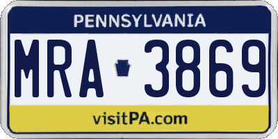 PA license plate MRA3869