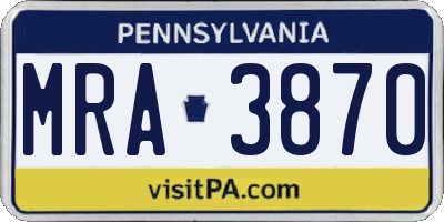 PA license plate MRA3870