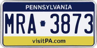PA license plate MRA3873