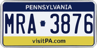PA license plate MRA3876