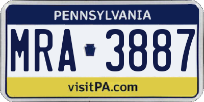 PA license plate MRA3887