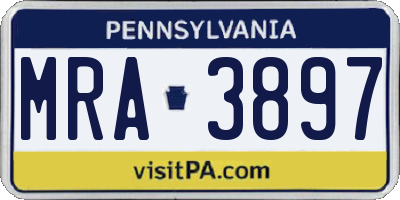 PA license plate MRA3897