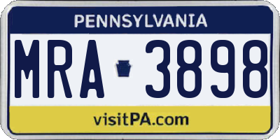 PA license plate MRA3898