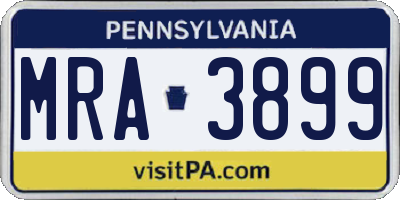 PA license plate MRA3899