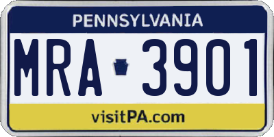 PA license plate MRA3901