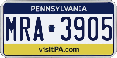 PA license plate MRA3905