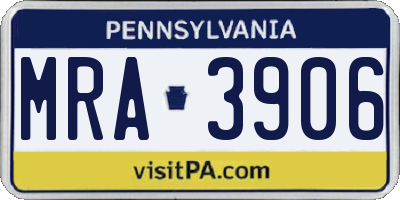 PA license plate MRA3906