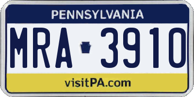 PA license plate MRA3910