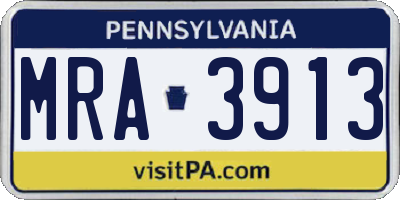 PA license plate MRA3913