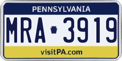 PA license plate MRA3919