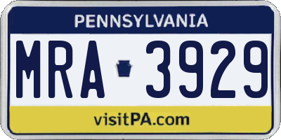 PA license plate MRA3929
