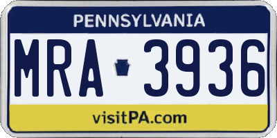 PA license plate MRA3936