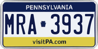 PA license plate MRA3937