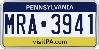 PA license plate MRA3941