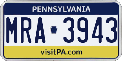 PA license plate MRA3943