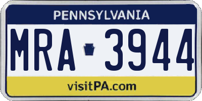 PA license plate MRA3944