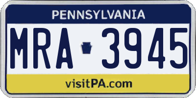 PA license plate MRA3945